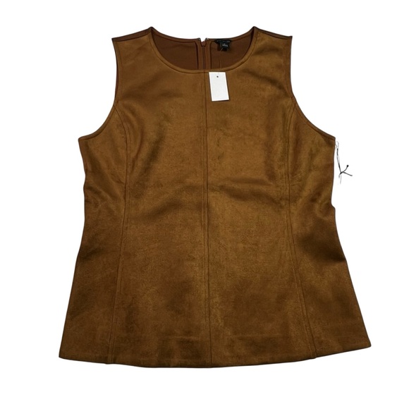 Sleeveless Suede-Look Brown Women’s Top - Picture 2 of 7